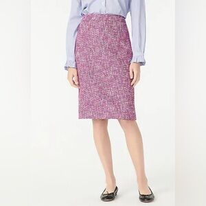 J Crew Boucle Tweed Pencil Skirt Womens Size 10 Pink Italian Fabric Lined Career